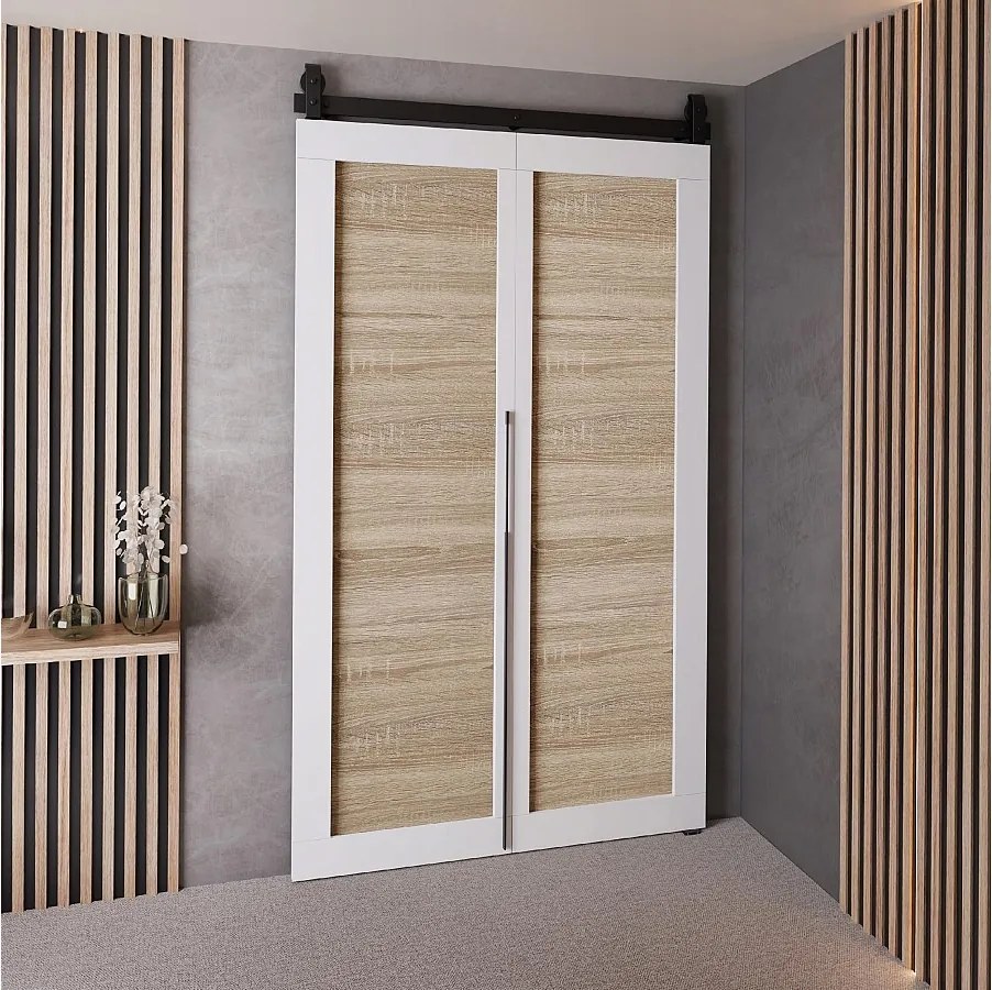 Drzwi Przesuwne QUDIO M1 Biały + Dąb Sonoma 100