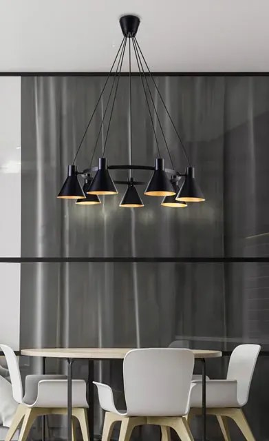 Czarna metalowa lampa wisząca do jadalni - 3X K104 A6-H78