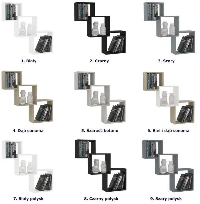 Zestaw białych półek ściennych modułowych N1-R41