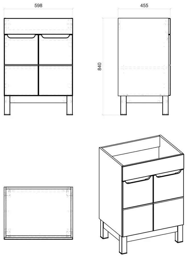 Szafka Z Umywalką 60 Cm W1-L24