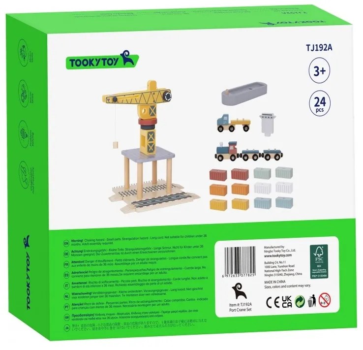 Tooky toy dźwig portowy drewniany zestaw