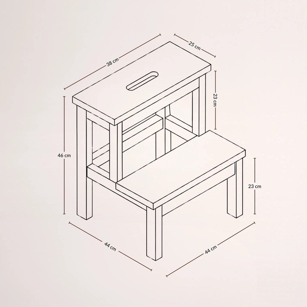 Bambusowy taboret ze schodkiem KROK, wys. 46 cm