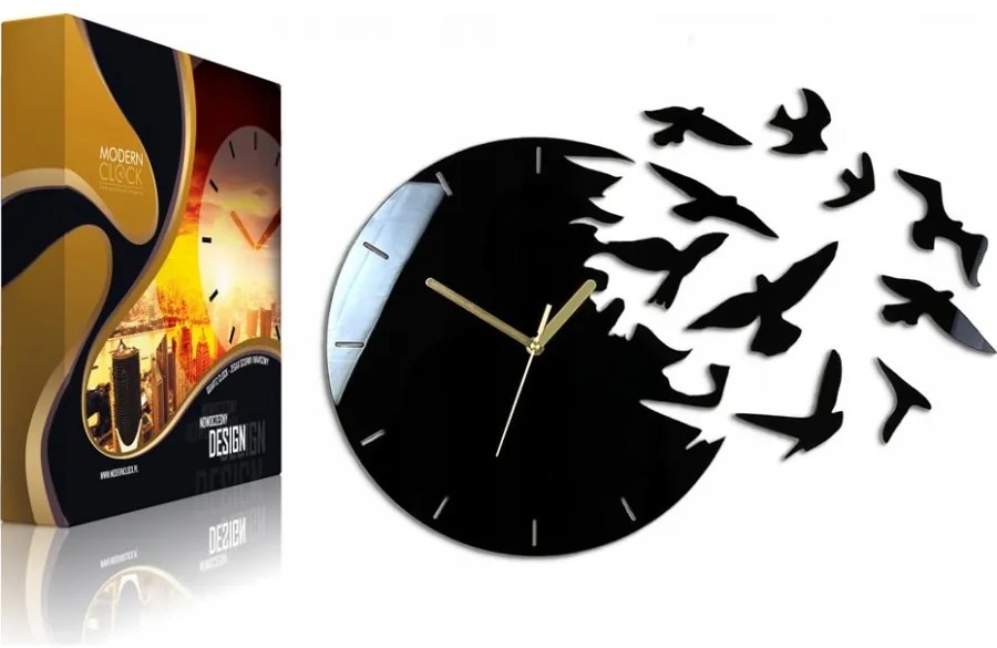 Zegar ścienny okrągły z cichym mechanizmem na ścianę akrylowy z ptakami