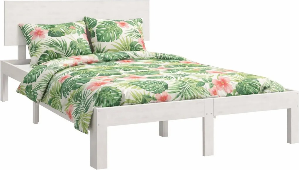 Białe łóżko z drewna sosnowego 120x200 C7-K64