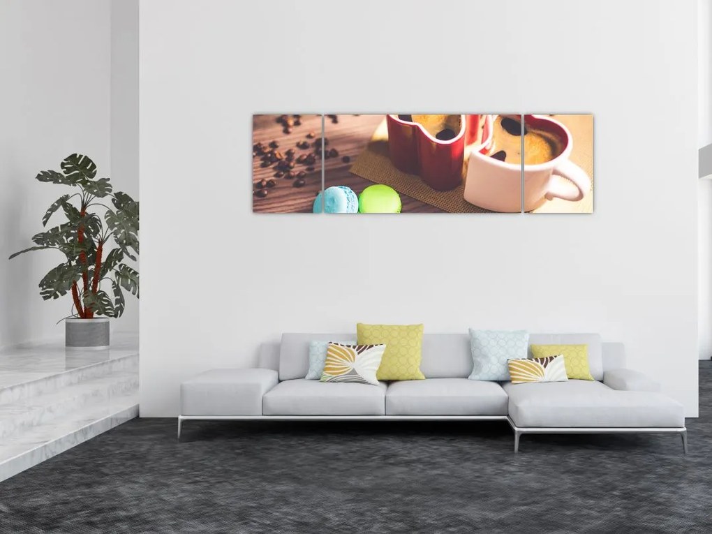 Obraz kawy i makaroników (170x50 cm)