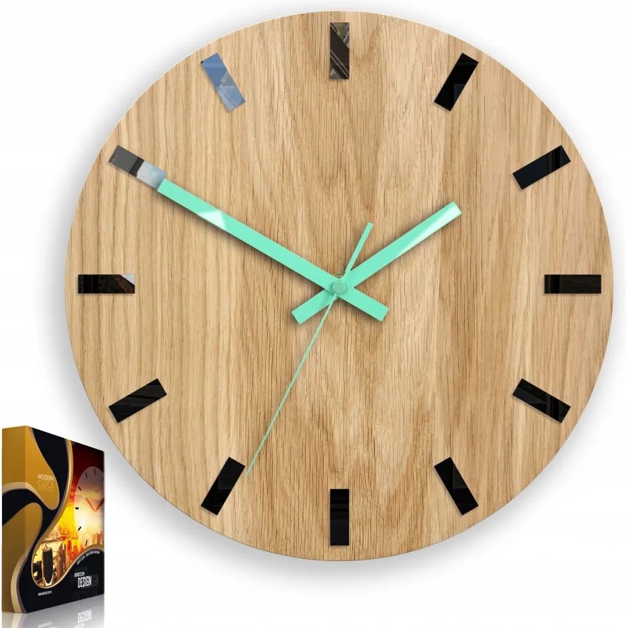 Zegar na ścianę nowoczesny drewniany z cichym mechanizmem okrągły solidny