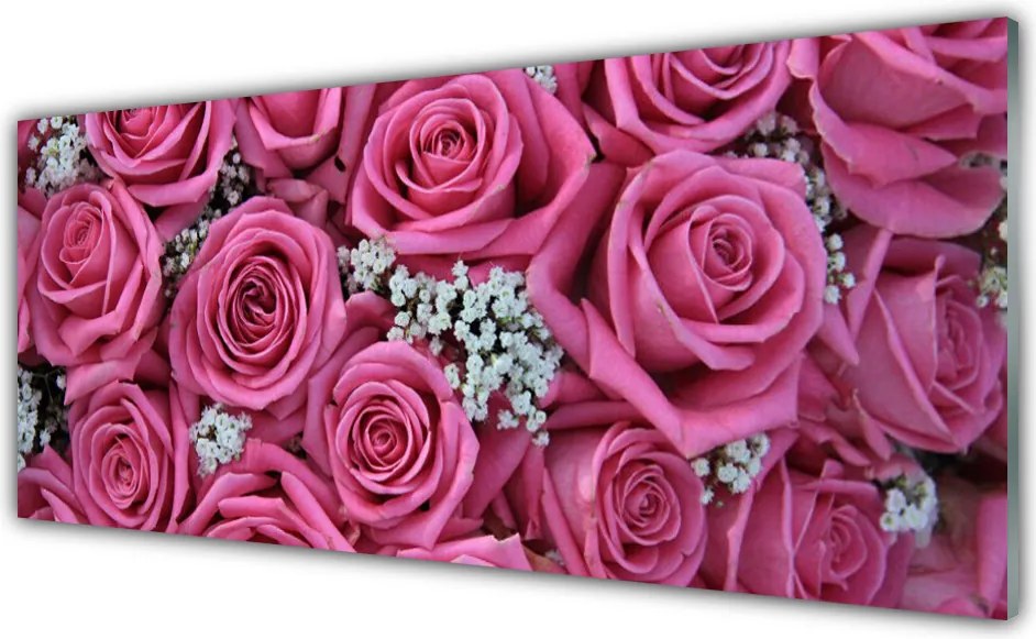 Szkło do Kuchni na Ścianę Herbaciane Róże w Rozkwicie