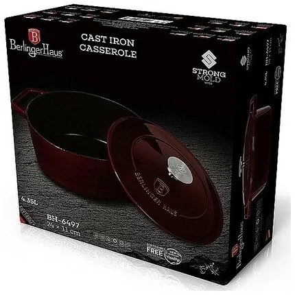 Berlinger Haus Garnel żeliwny z pokrywką Burgundy Line, 24 cm