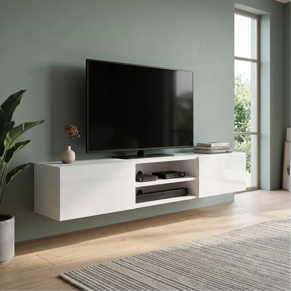 Szafka RTV wisząca GLOSSIA 120 cm do Salonu pod Telewizor - Biały