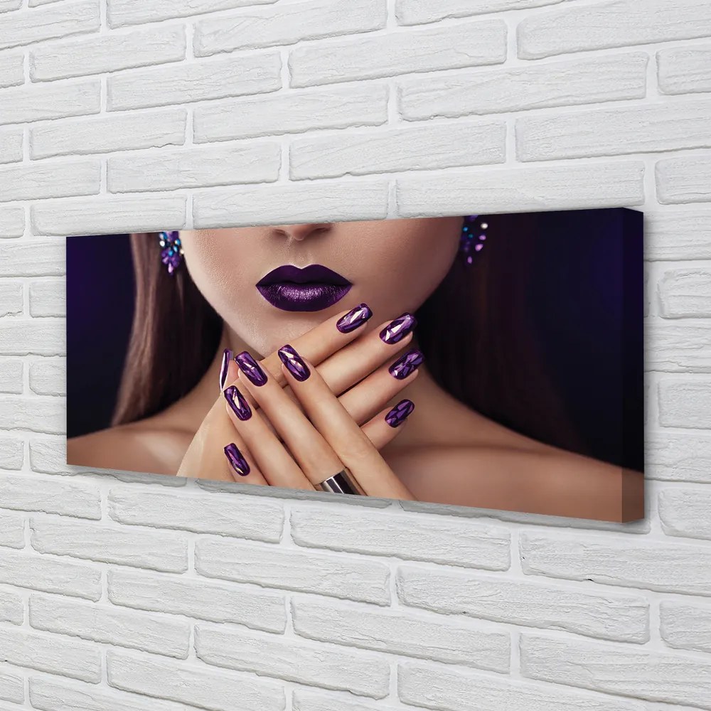 Zdjęcie na płótnie Kobieta z Fioletowymi Ustami