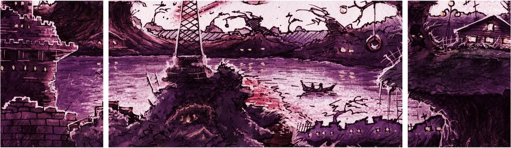 Obraz - Zaczarowana wioska (170x50 cm)