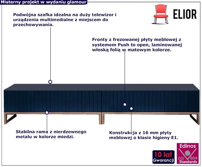 Komplet 2 szt granatowych szafek RTV z lamelami - Filo 10X