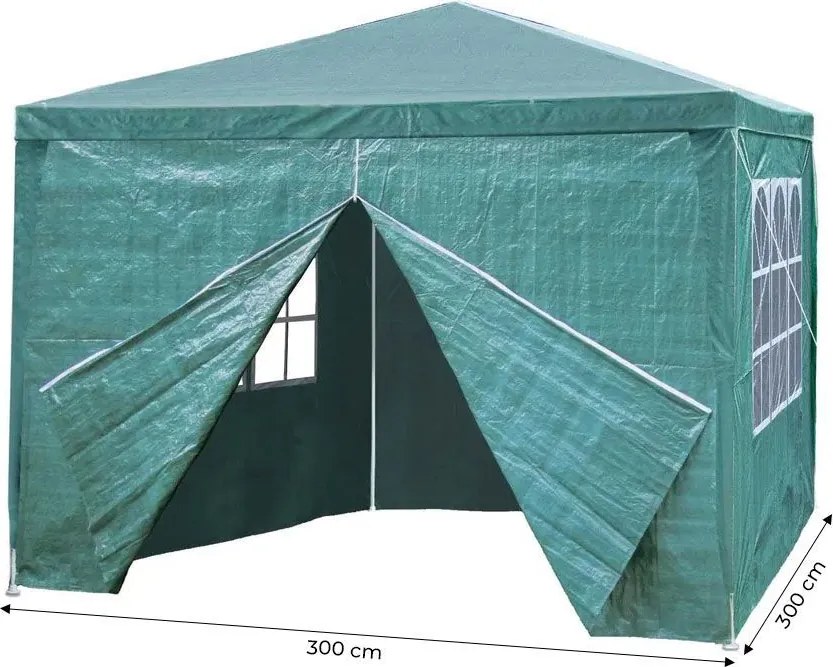 Pawilon ogrodowy handlowy 3x3 m - 4 ścianki, okna, zielony