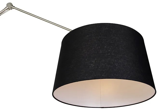 Nowoczesna lampa podłogowa stalowa z abażurem z czarnego lnu 45 cm - Editor Nowoczesny Oswietlenie wewnetrzne