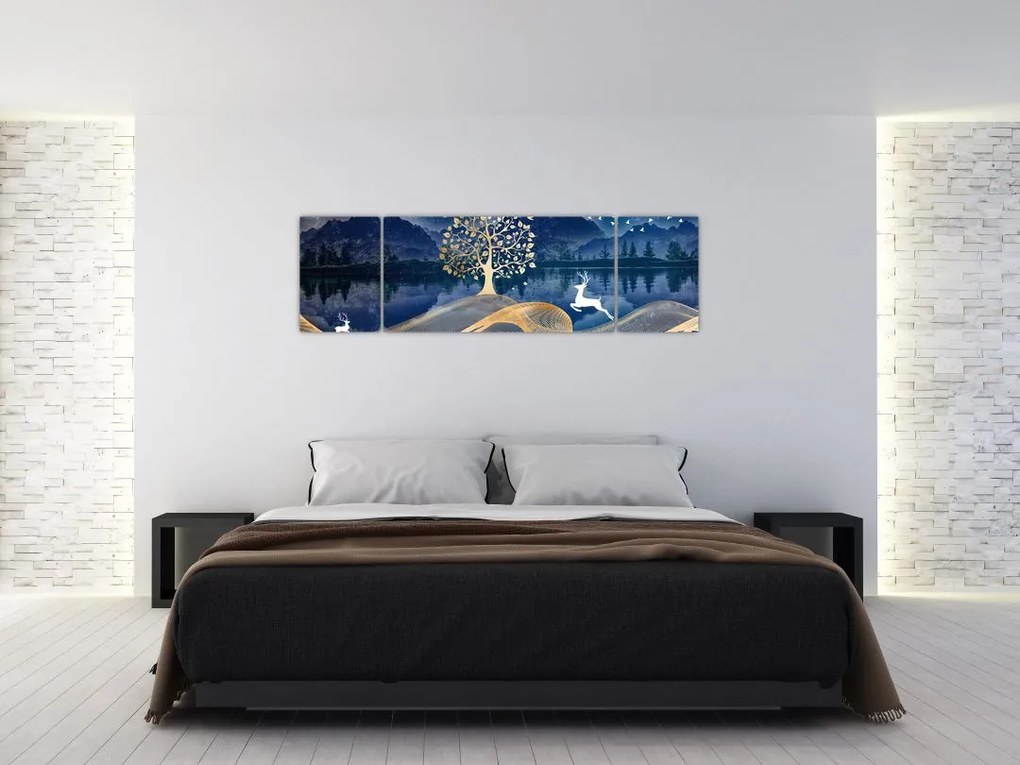 Obraz jelenia w pełni księżyca (170x50 cm)
