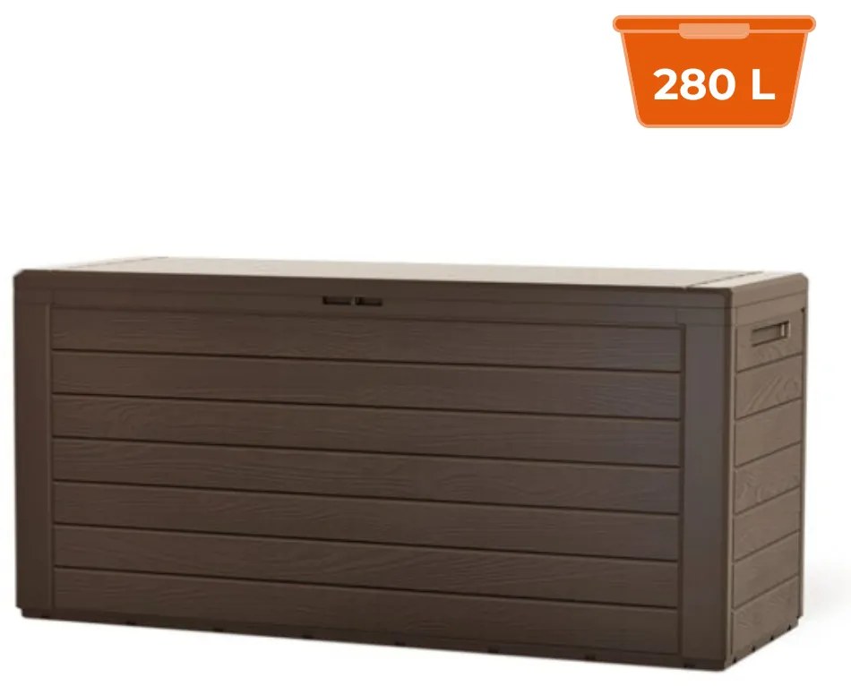 Prosperplast Pojemnik do przechowywania WOODEBOX, 280L, 120x46x57cm, ciemny brąz