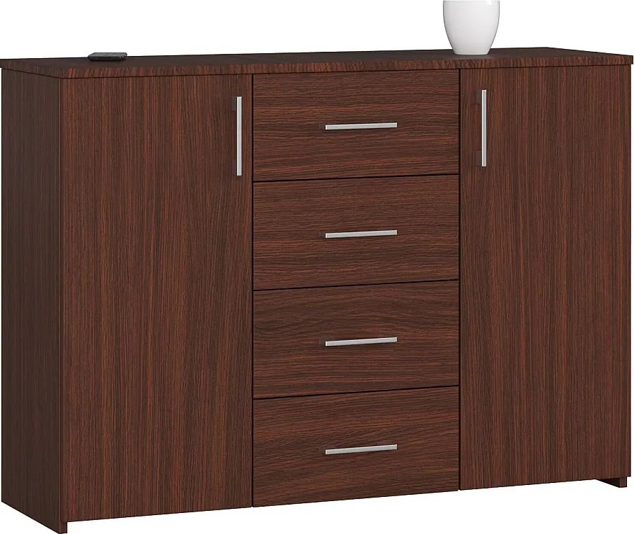Komoda AKORD K45 Wenge 110 cm 2 drzwi 4 szuflady kolor Wenge mat 4 półki 110x35x80 cm