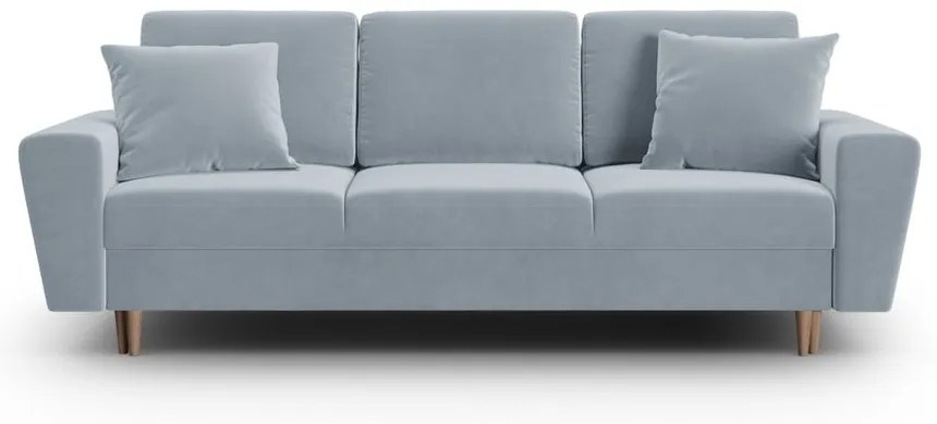 Jasnoniebieska aksamitna rozkładana/ze schowkiem sofa 235 cm Kyoto – Cosmopolitan Design
