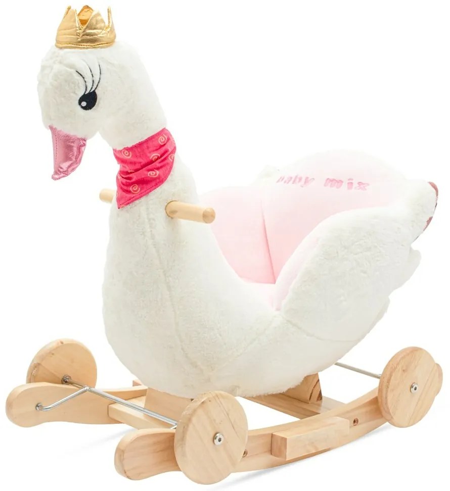Baby Mix Huśtawka z kółkami i melodiami Łabędź biały, 61 x 32 x 52 cm