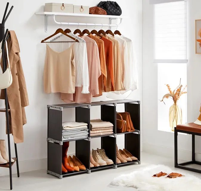 Czarny regał schodkowy tekstylny K3-P14