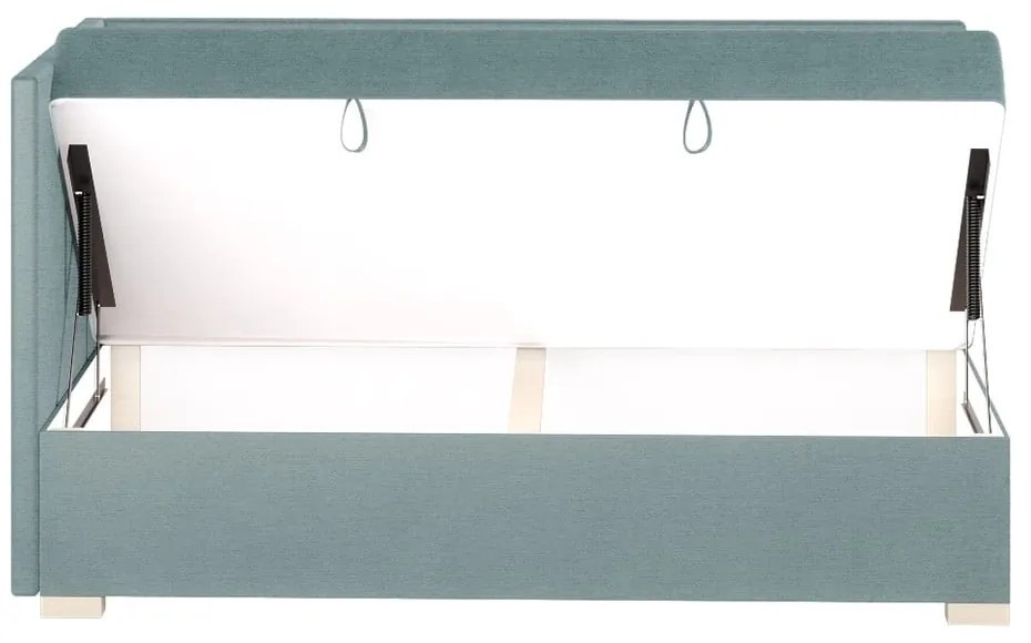 Niebieskie narożne łóżko dziecięce ze schowkiem i materacem 90x200 cm Flexi – Ghado