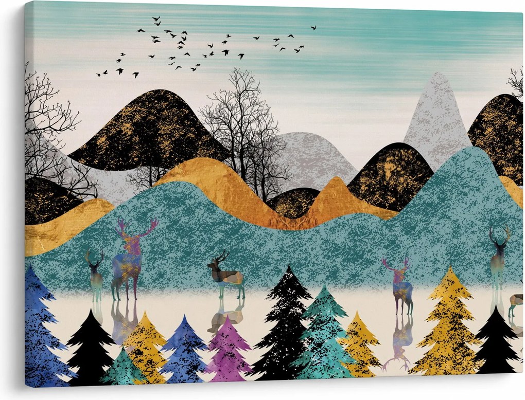 Obraz graficzny z jeleniem (70x50 cm)