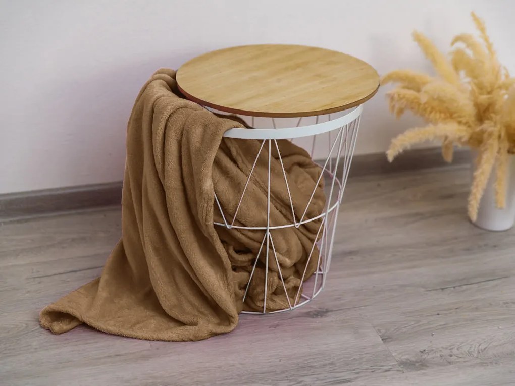 Koc z mikrofibry VIOLET, 200x230 cm jasnobrązowy