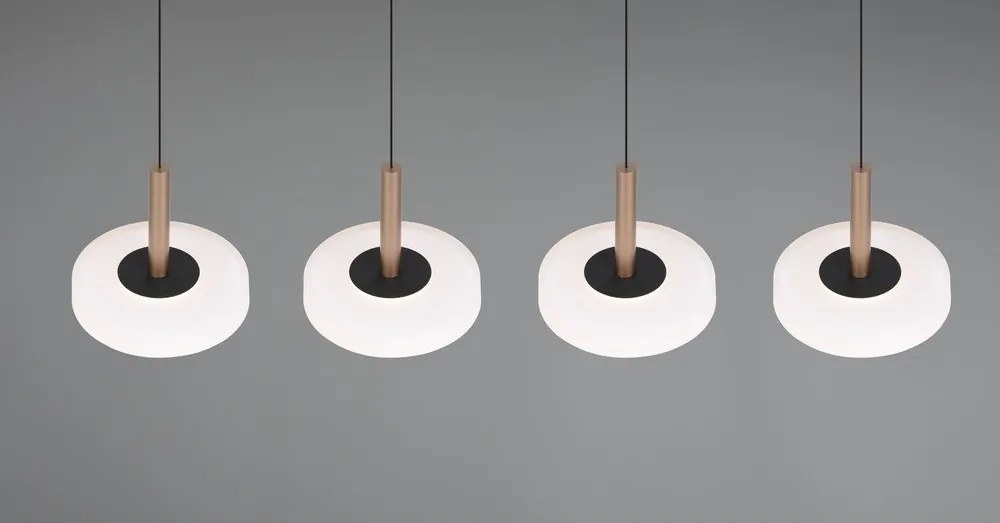 Lampa wisząca LED w czarno-biało-złotym kolorze ze ściemniaczem i szklanym kloszem Celeste – Trio