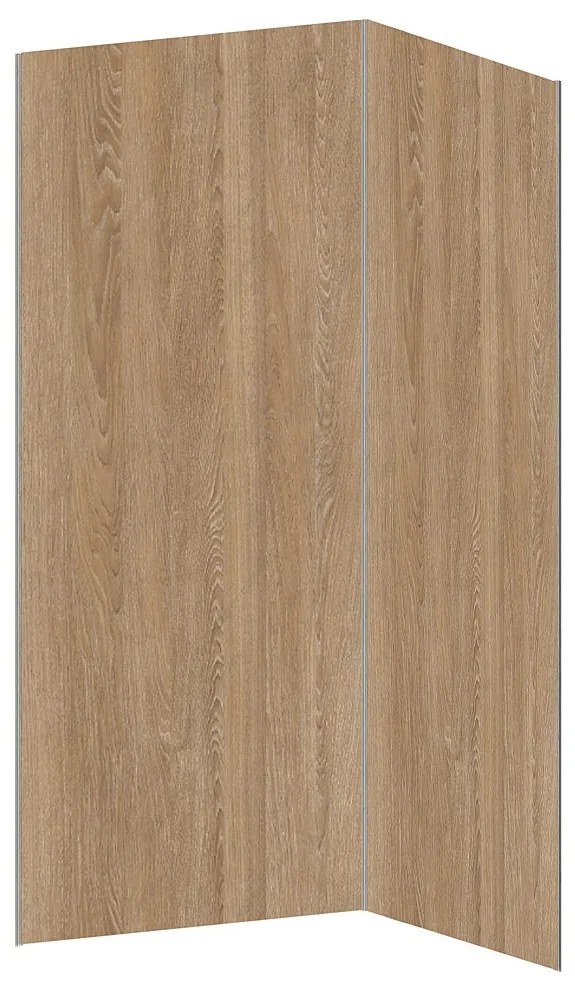 Zestaw 2 paneli ściennych aluminiowych pod prysznic z efektem drewna z profilami - szer. 90 x szer. 120 x wys. 210 cm - ENEKO