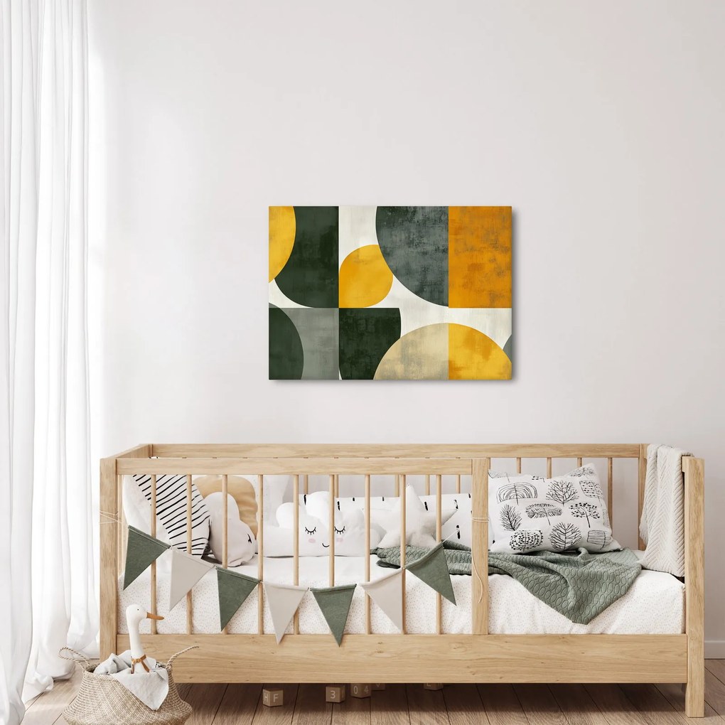 Obraz - Abstrakcja w oliwkowym kolorze (70x50 cm)