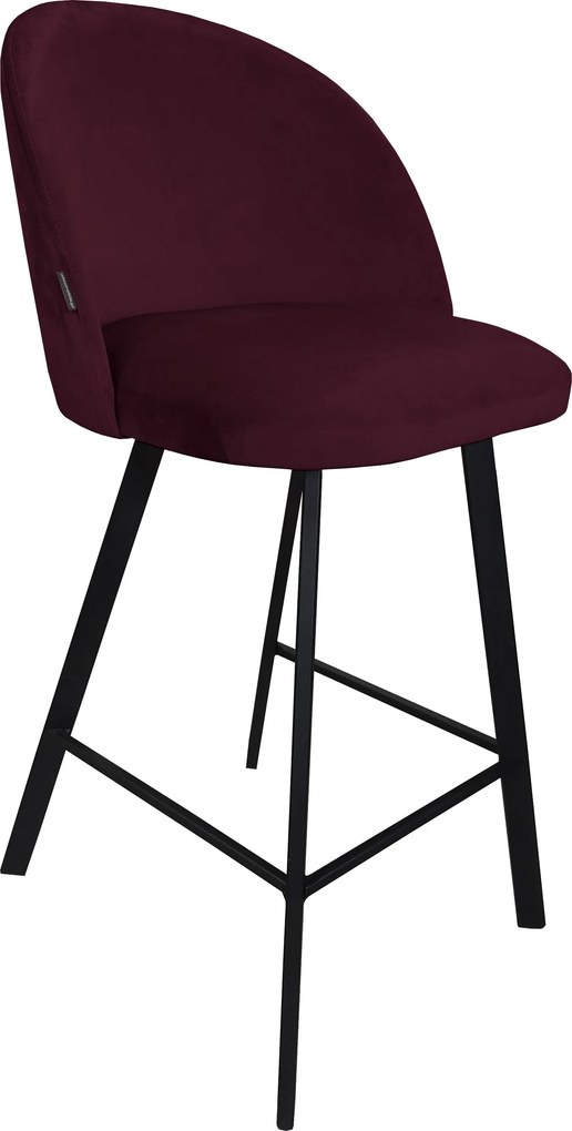 Hoker Colin krzesło barowe tkanina Welur podstawa metalowa hoker nowoczesny : Kolor nogi - Czarna profil, Kolor tkaniny - VELVET - MG02, Typ siedziska - Siedzisko stałe