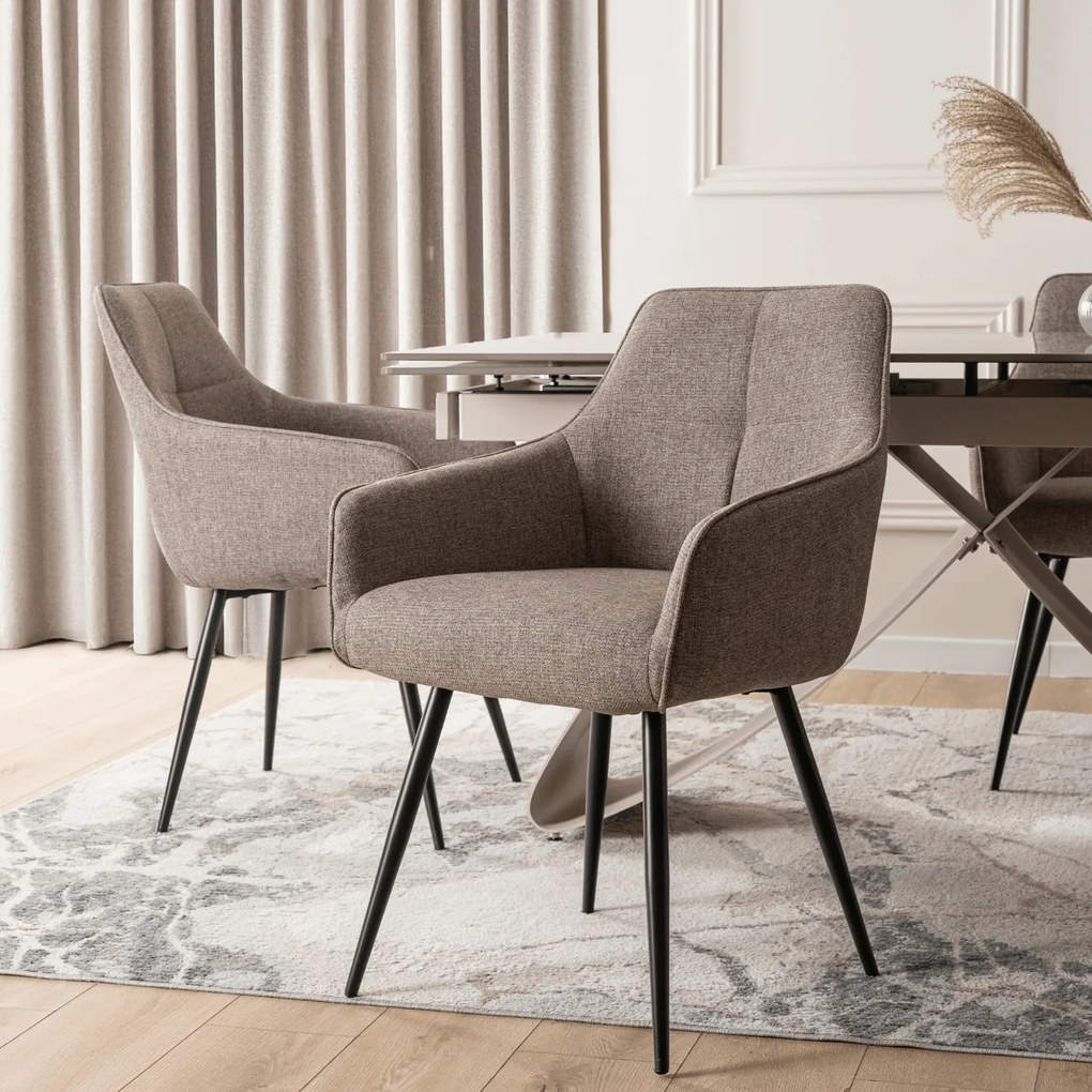 Krzesło Tapicerowane do Salonu PALMA Cappuccino Nowoczesne