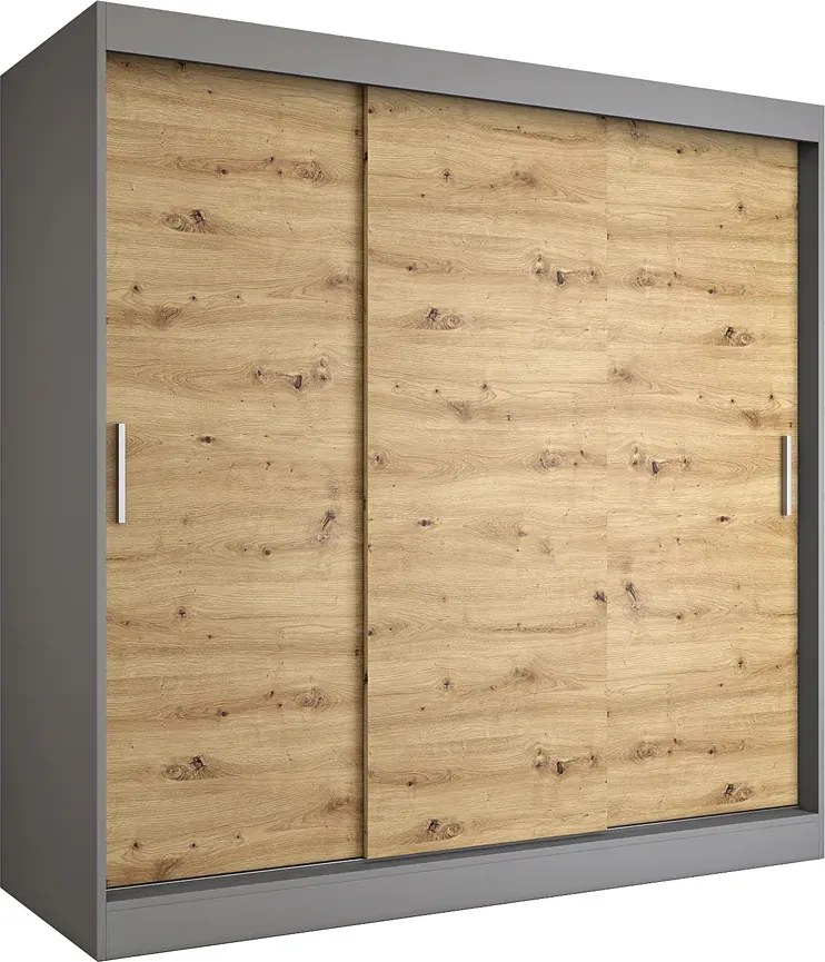 Szafa przesuwna 200 cm antracyt + dąb artisan F5-W16