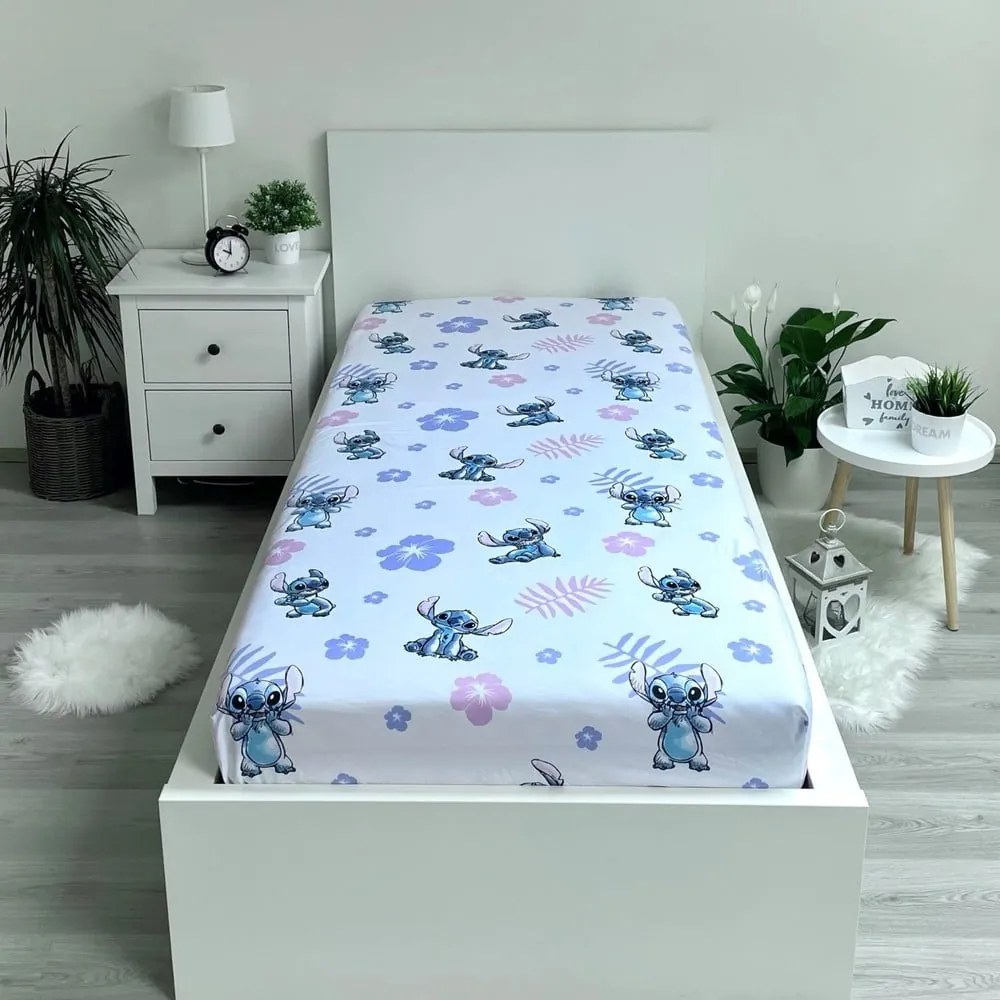 Bawełniane prześcieradło dziecięce z gumką 90x200 cm Lilo and Stitch – Jerry Fabrics