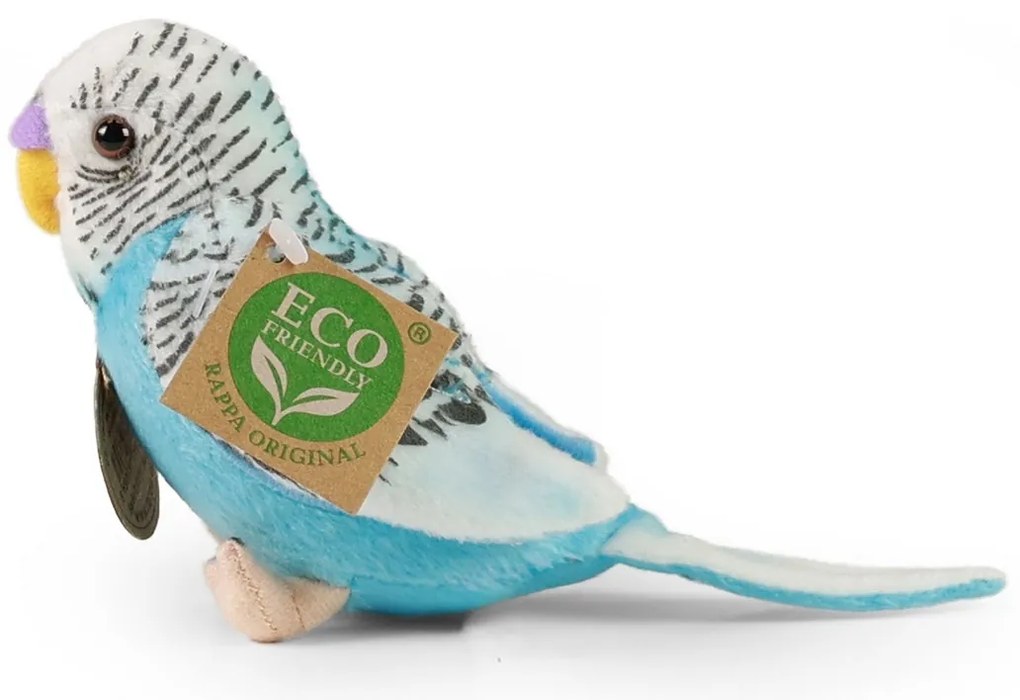 Rappa Pluszowy ptak papużka niebieski, 11 cm, z dźwiękiem