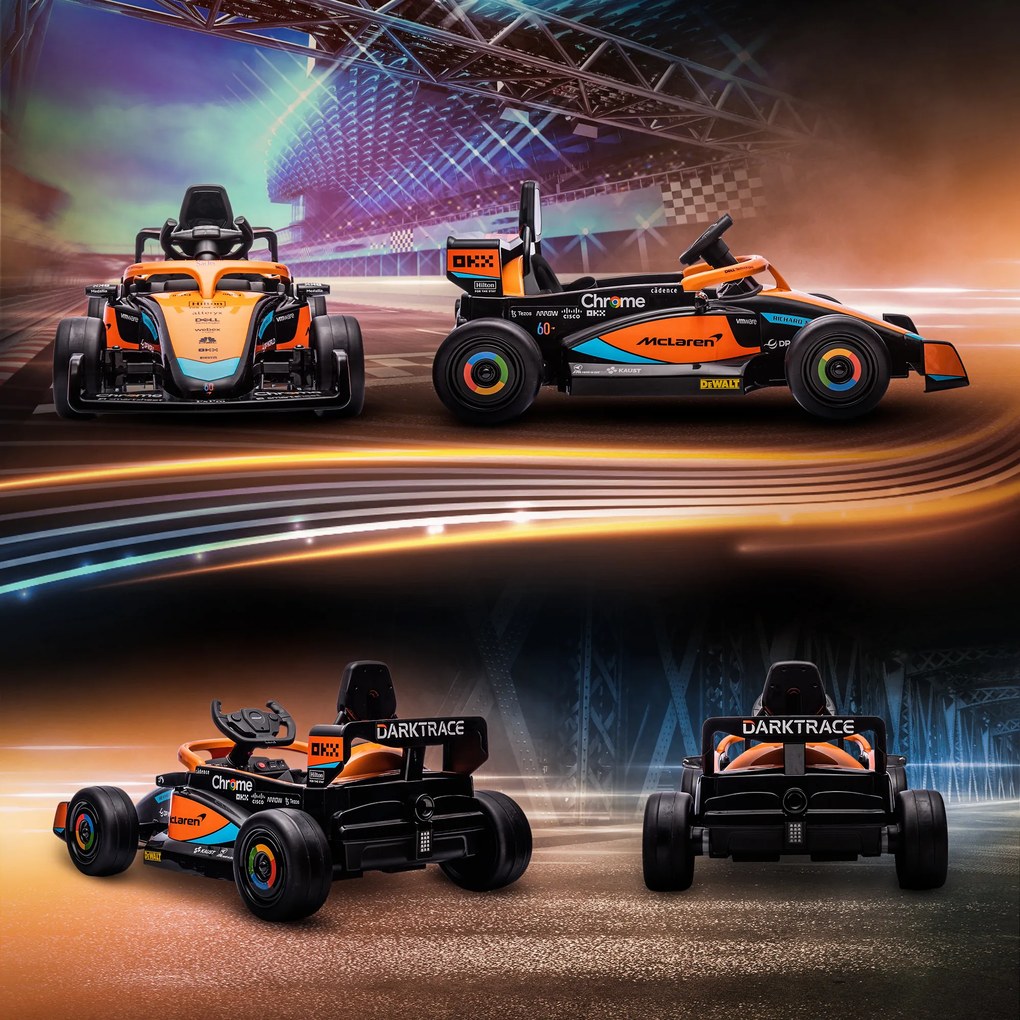 AIYAPLAY Elektryczne Auto Dziecięce, Formula 1 McLaren z Pilotem, Muzyką, dla Dzieci 3-5 Lat, Pomarańczowy