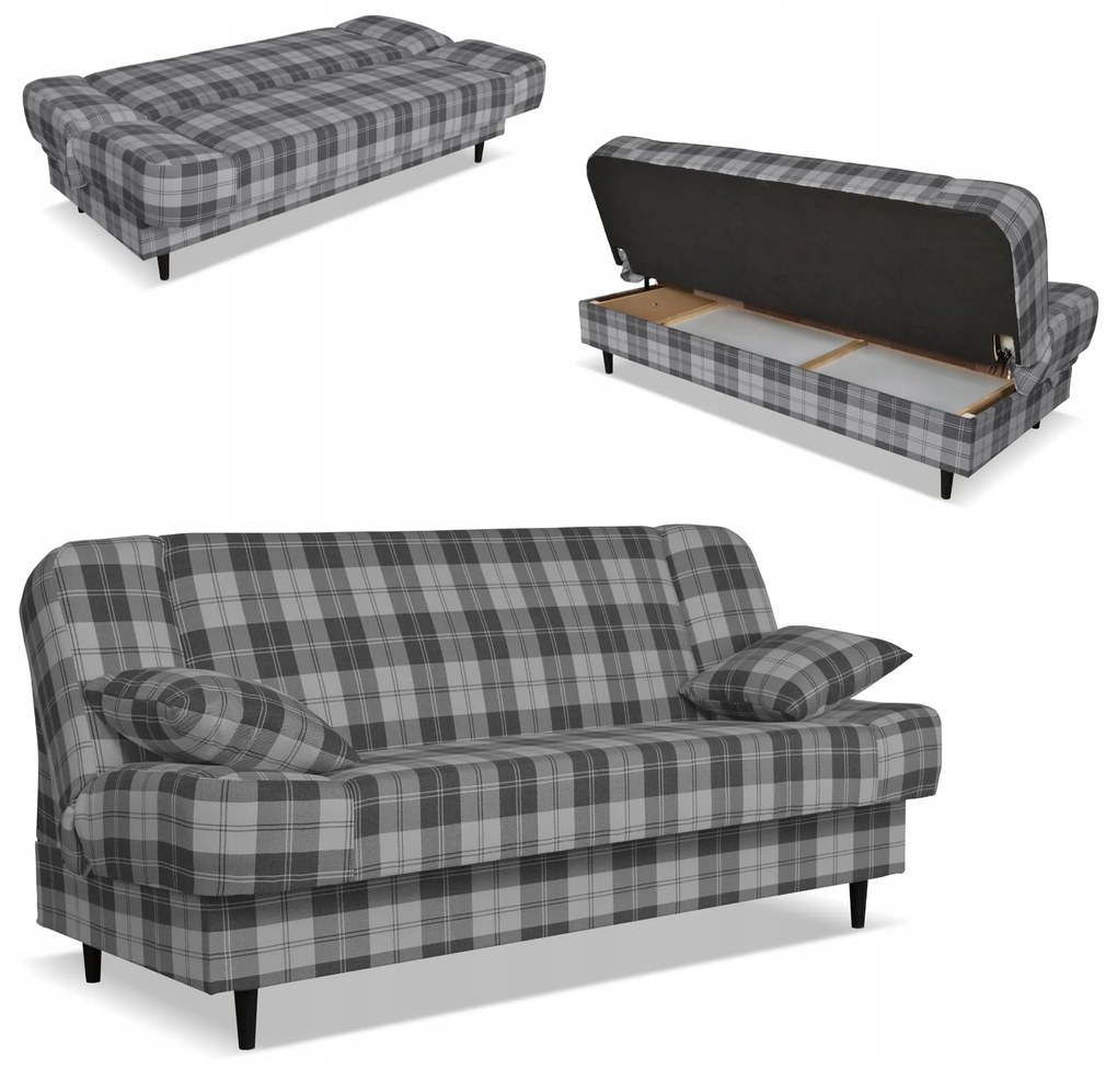 Kanapa sofa Sally rozkładana f spania Family meble krata szara