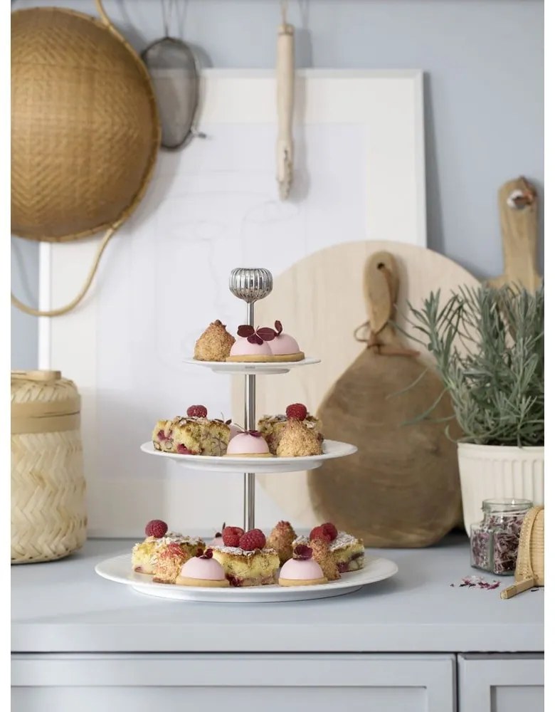 3-piętrowa biała porcelanowa etażerka Kähler Design Hammershoi Etagere, ⌀ 28 cm