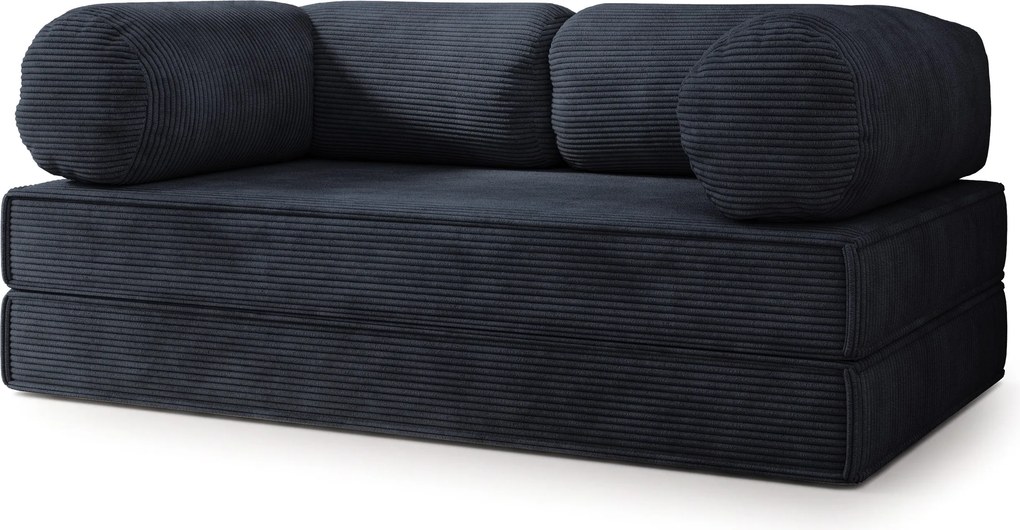 Masseno Sofa piankowa ALVIO z funkcją spania, Kanapa z pianki do salonu, Bezmontażowa, Tkanina sztruksowa – Czarny POSO 135