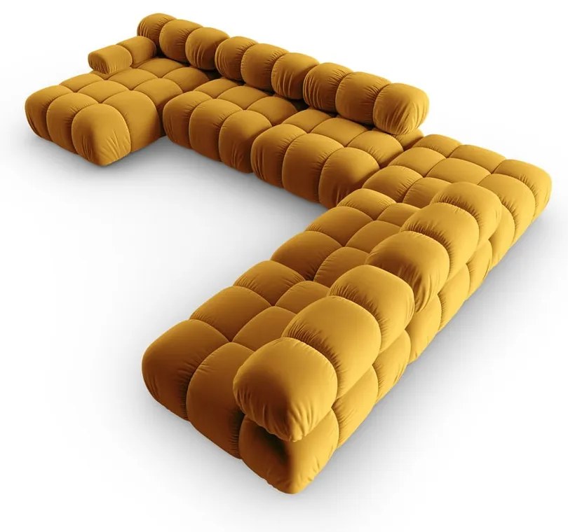 Żółta aksamitna sofa 379 cm Bellis – Micadoni Home