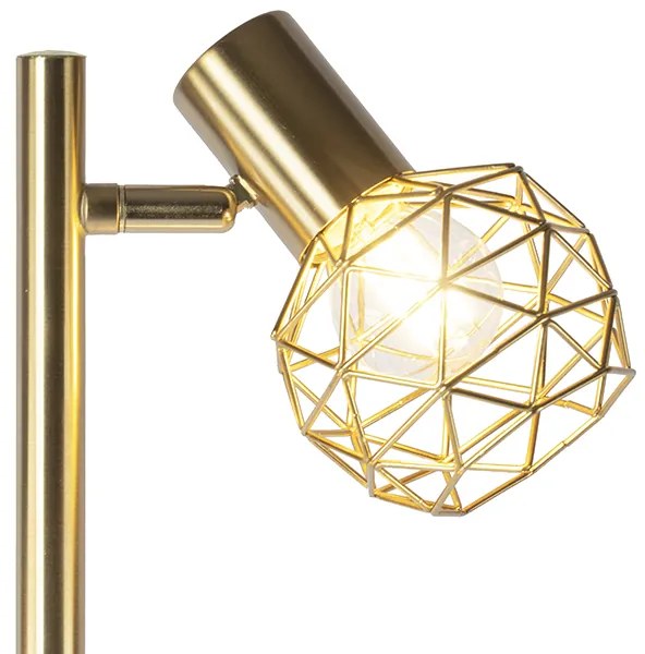 Designerska lampa podłogowa złota 3-światłowa regulowana - Mesh Nowoczesny Oswietlenie wewnetrzne