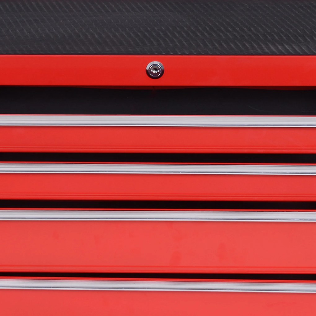 DURHAND Wózek Narzędziowy, 2 Małe &amp; 5 Dużych Szuflad, Stal, Do 150 kg, 69 x 33 x 75 cm, Czerwony