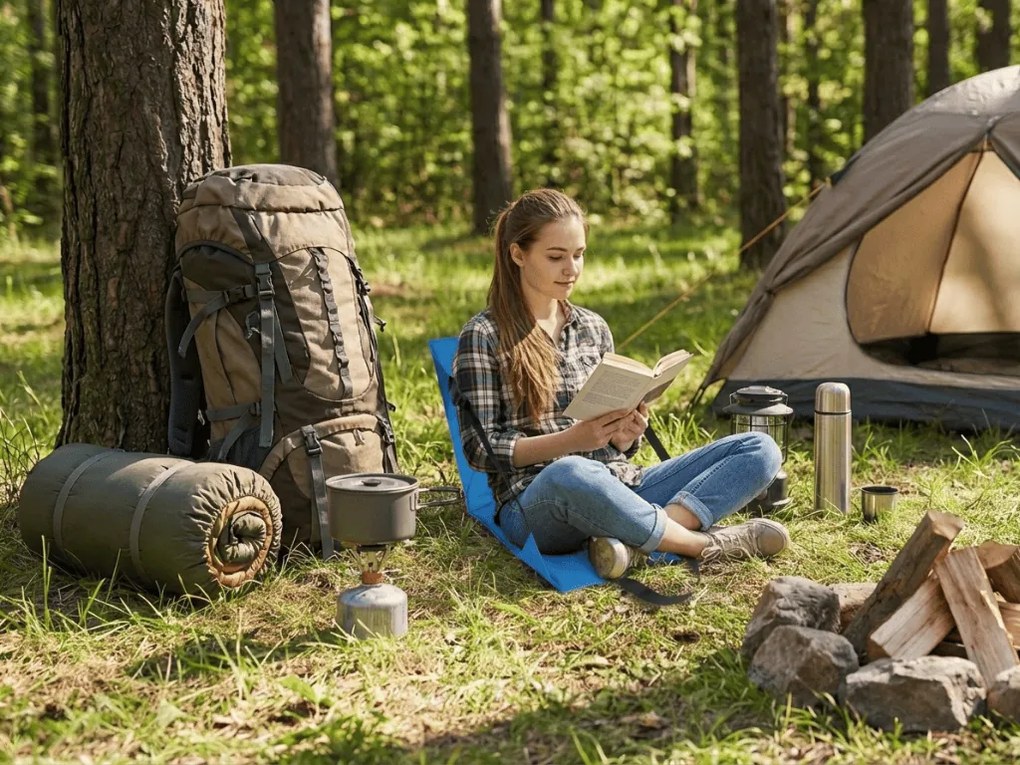 Turystyczne składane krzesło VENTO 38 cm, niebieskie