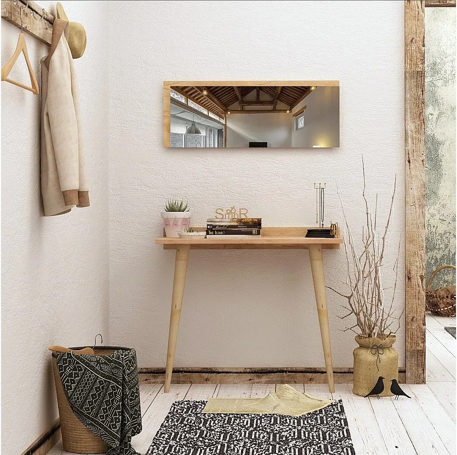 Nowoczesna dębowa komoda z lustrem – 80 x 84 x 32 cm