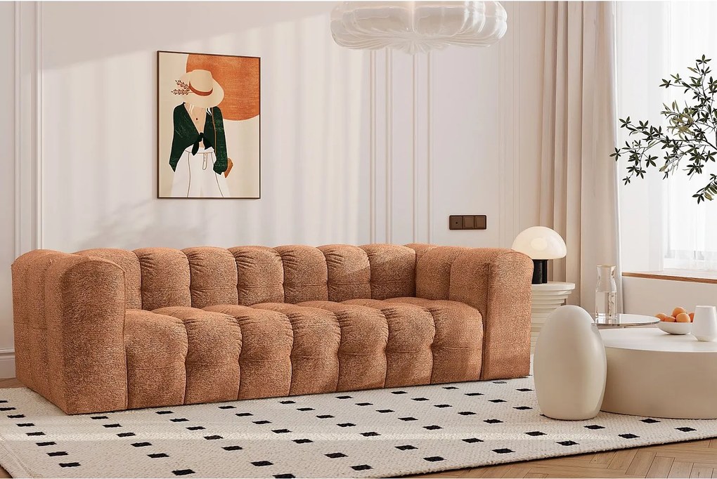 Sofa czteroosobowa BALOO, tkanina szenilowa + bukla, Pomarańczowy