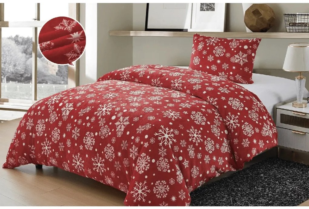 PrzytulneMieszkanie.pl PrzytulneMieszkanie.pl Pościel z mikropluszu SNOWFALL VELVET czerwona Rozmiar pościeli: 70 x 90 cm | 140 x 200 cm
