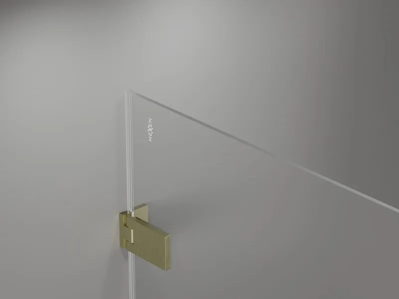 Mexen Lunar-F drzwi prysznicowe składane lewe 125 cm, transparent, złote szczotkowane - 836S-125-050-55-00-L