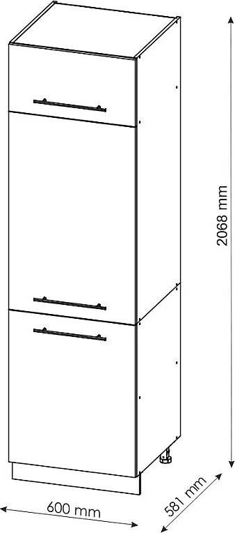 Szafka na lodówkę antracyt wysoki połysk 60x58.1x206.8 fame-line