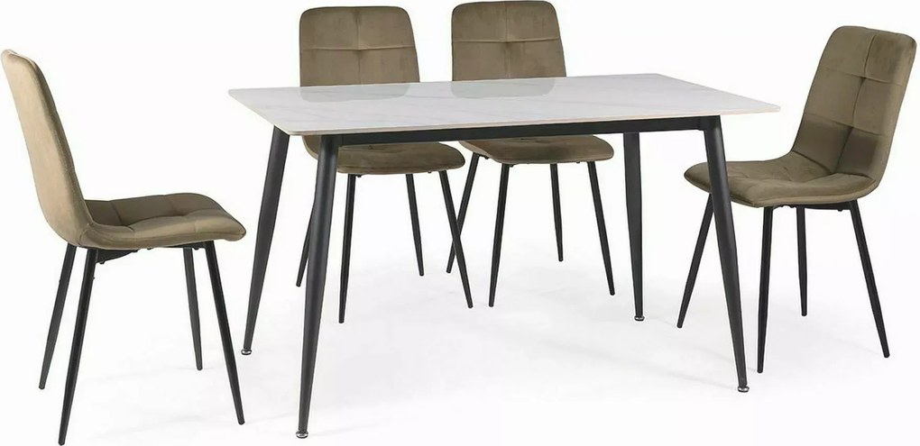 Stół jadalniany RION 130x70 cm z ceramicznym blatem, biały marmur