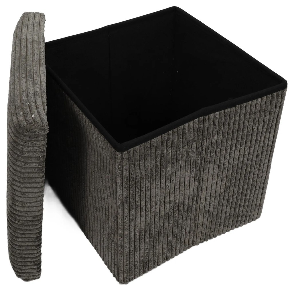 Pufa ze schowkiem sztruksowa TOBO, 38 x 38 x 38 cm